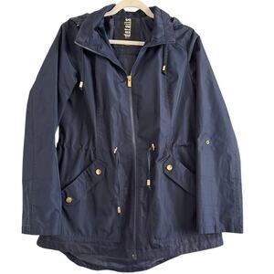 INTL DETAILS Anorak Hooded Rain Jacket Medium Zip Closure Drawstring‎ Waist Mesh